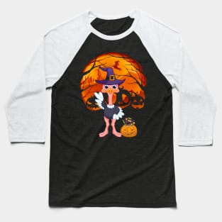 Ostrich pumpkin witch Baseball T-Shirt